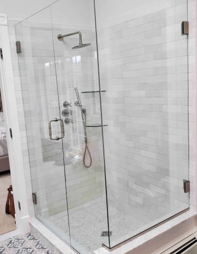 modern shower enclosed in glass